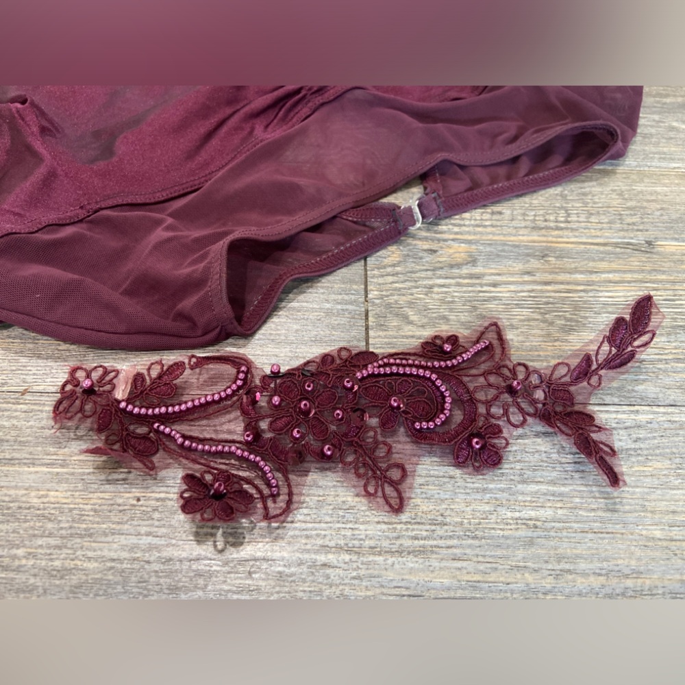 Weissman 14663 Dance Costume A Million Dreams Burgundy Ballet W/ Hair Piece XLC - Picture 9 of 11